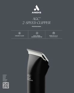 Andis AGCB 2 Speed Brushless Clipper - Black -Pet Products Store AN 24685 4