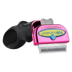 Furminator DeShedding Tool - Small Cat Long Hair Metallic [Pink] -Pet Products Store FU 01224 2
