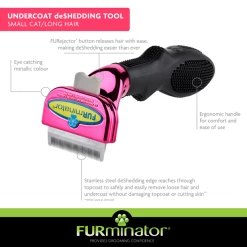 Furminator DeShedding Tool - Small Cat Long Hair Metallic [Pink] -Pet Products Store FU 01224 4