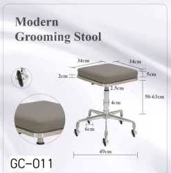 Groomer's Modern Groomer Stool With Square Cushion (Grey) -Pet Products Store T GC011 4