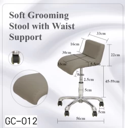 Groomer's Modern Groomer Stool With Square Cushion And Waist Support (Grey) -Pet Products Store T GC012